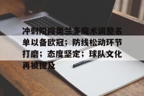 金年会下载-包含冲刺阶段奥兰多魔术调整名单以备欧冠；防线松动环节打磨；态度坚定；球队文化再被提及的词条